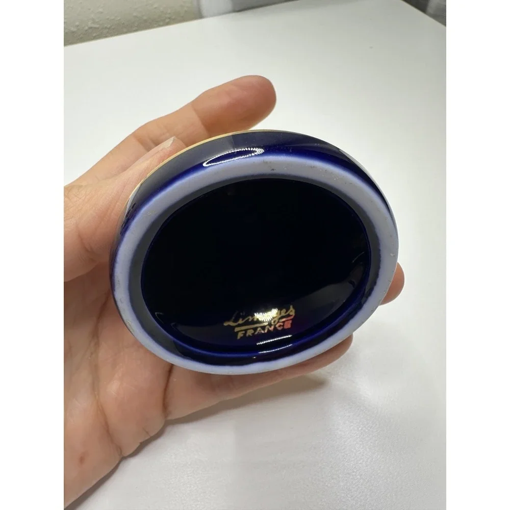 Limoges Castel Porcelain Bell  Cobalt Blue Glaze 24 K Gold Gilded accents